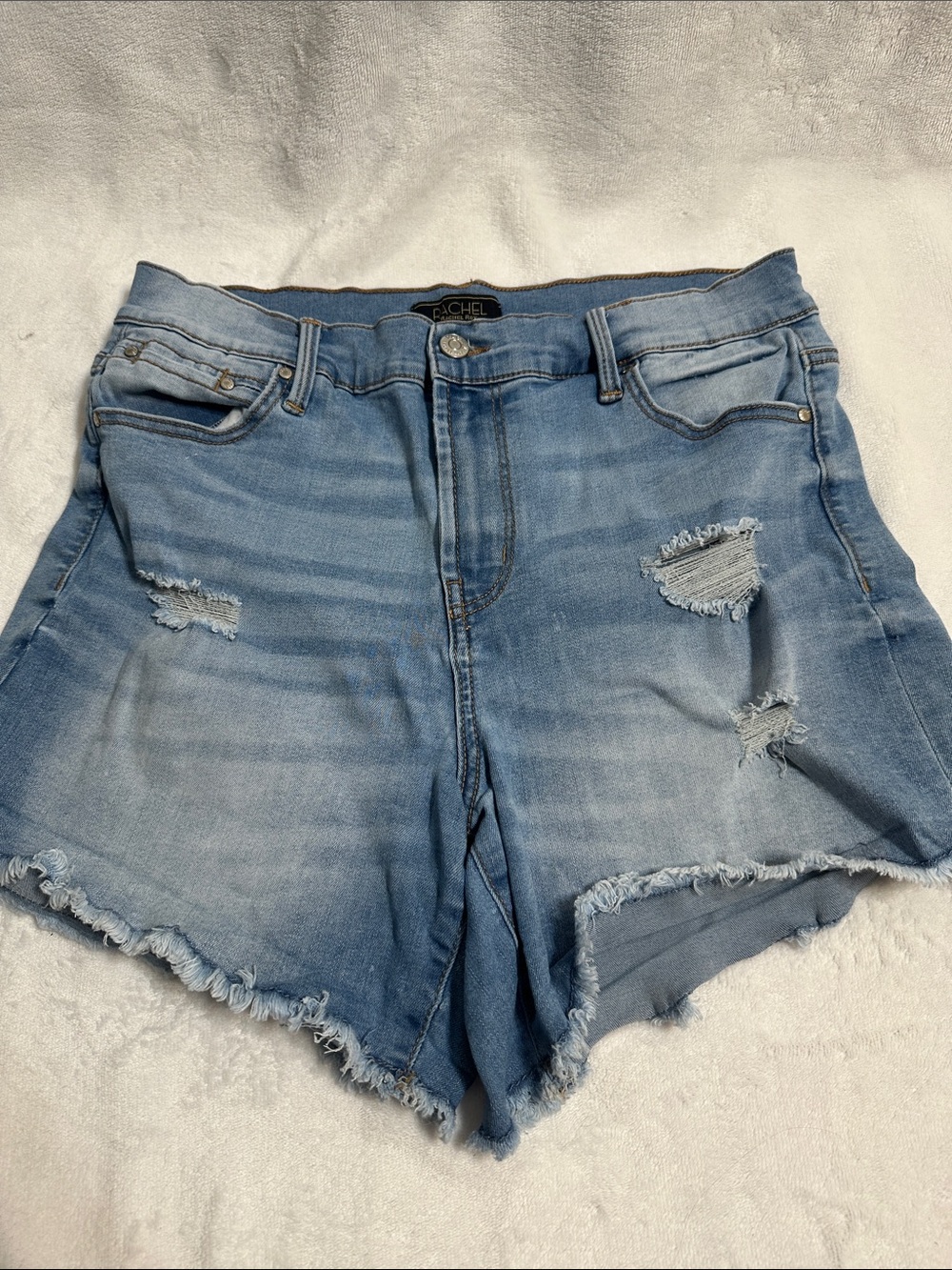 RACHEL Rachel Roy Light Blue High-Waist Distressed Denim Shorts